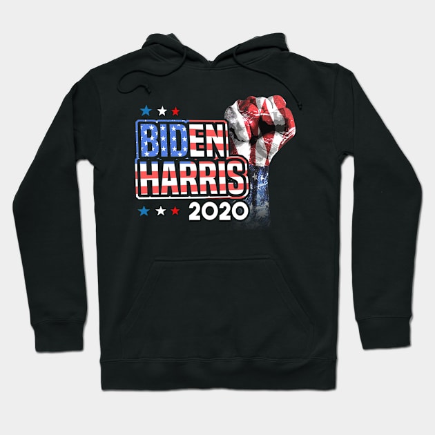 Biden Harris 2020 American Flag Fist Hoodie by dnlribeiro88